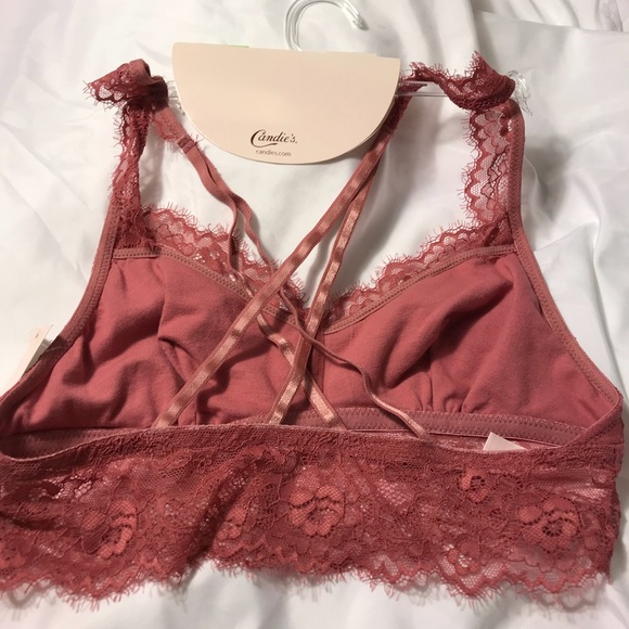 2/$20 NWT $24 Candies Medium Dusty Rose Pink Eyelash Lace Summer Bralette - Picture 6 of 6